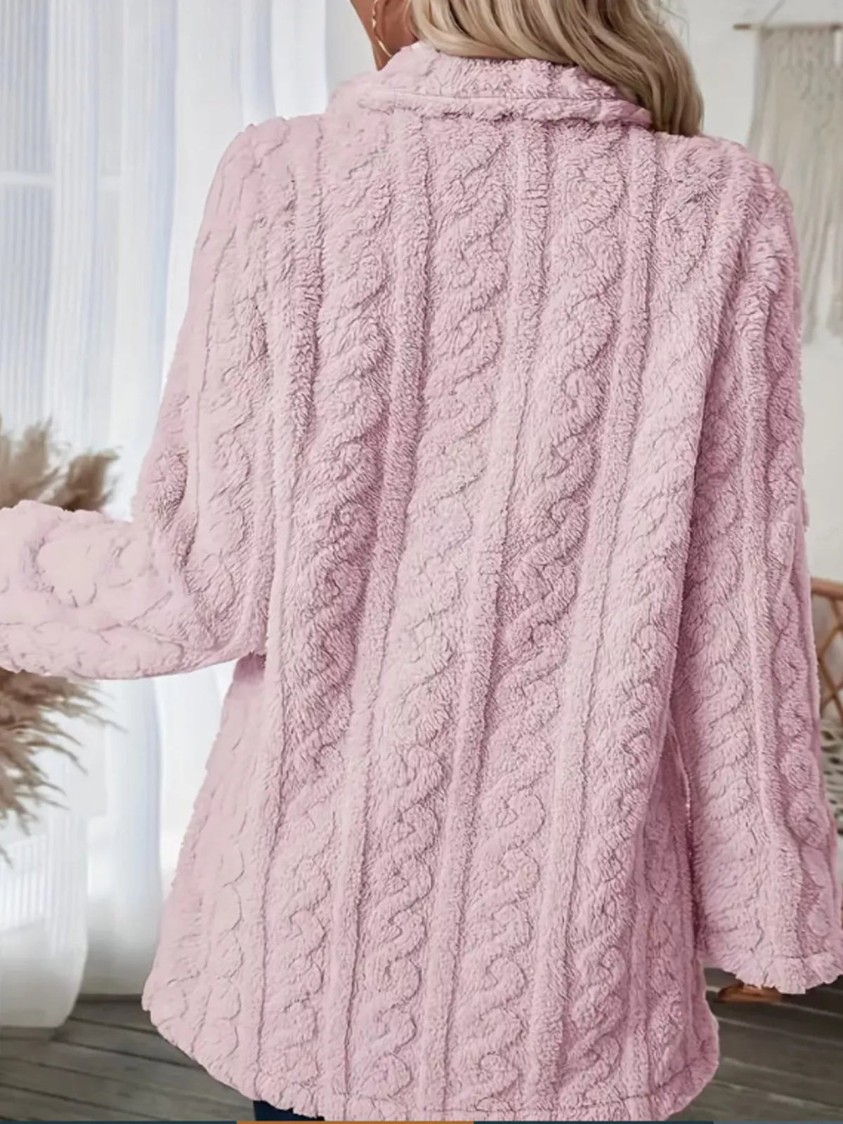 Cozy Faux Shearling Double-Breasted Outerwear, view 12
