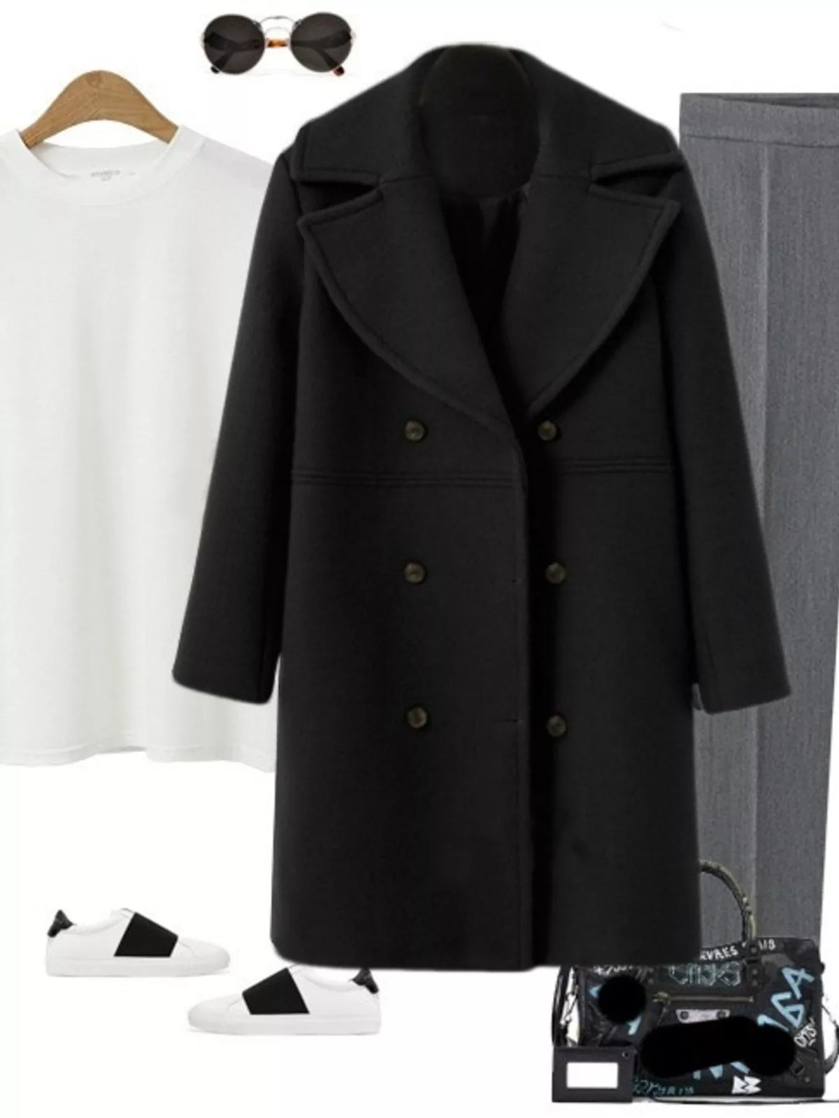 Double-Breasted Long Sleeve Coat, view 9