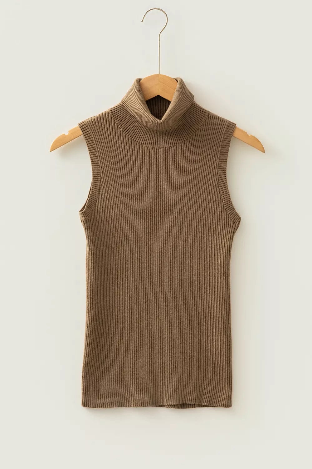 Mock Neck Ribbed Knit Sweater Vest