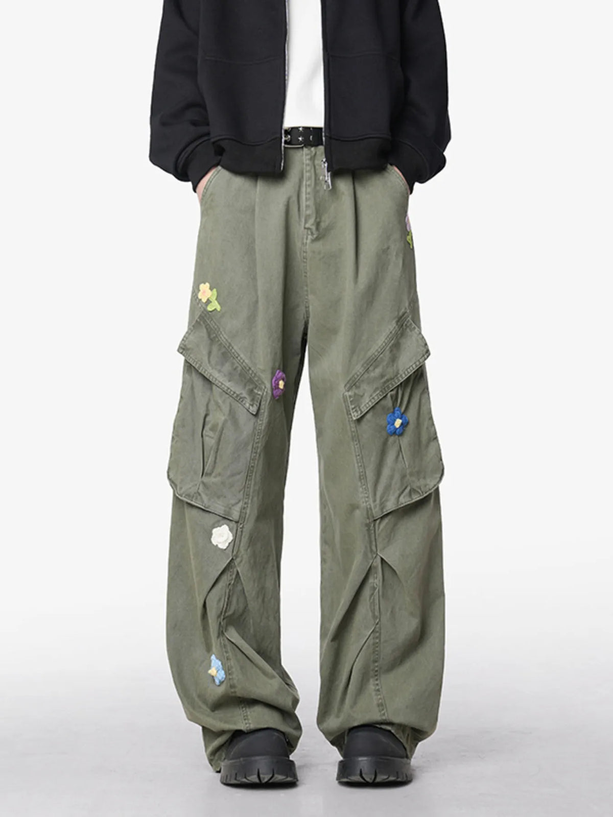 Men's Flower Wide Leg Pants in Green