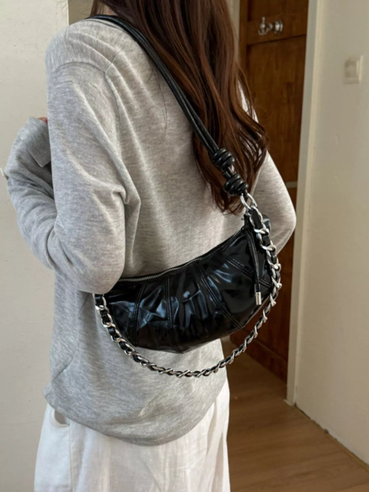 Ruched Crescent Crossbody Bag - Lilixa.store