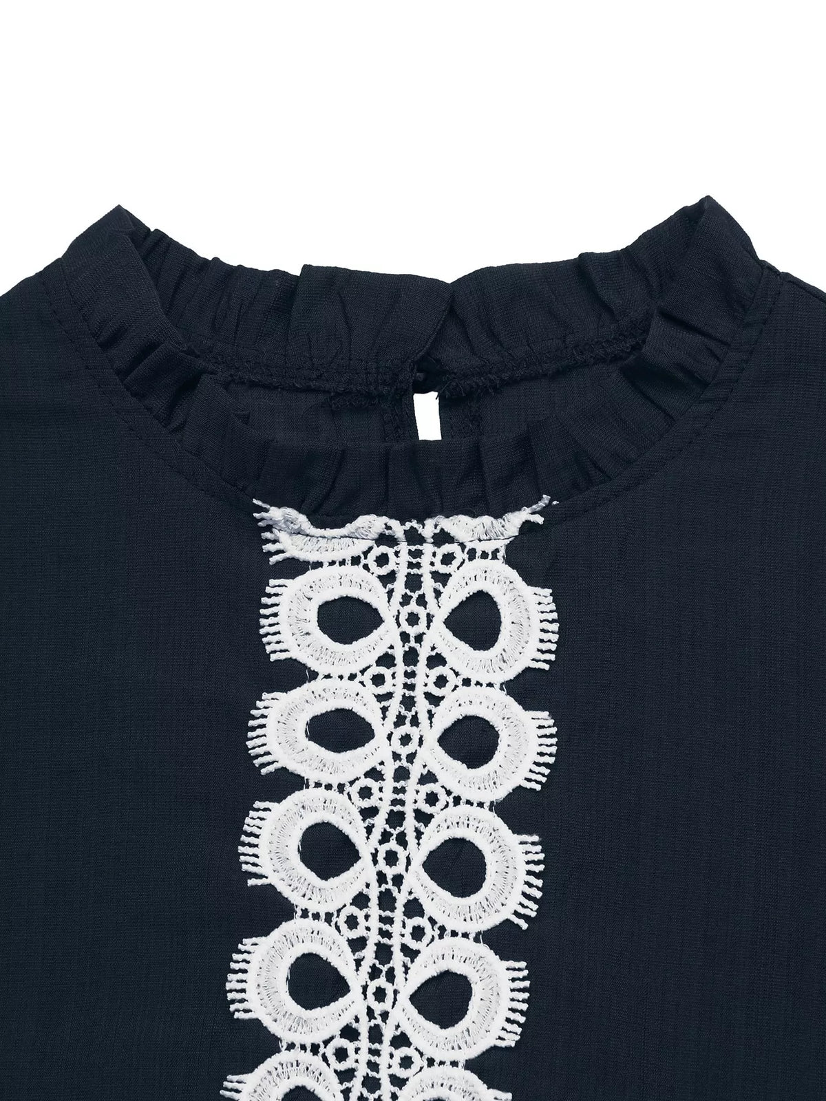 Lace Trim Long Sleeves Blouse - Lilixa.store
