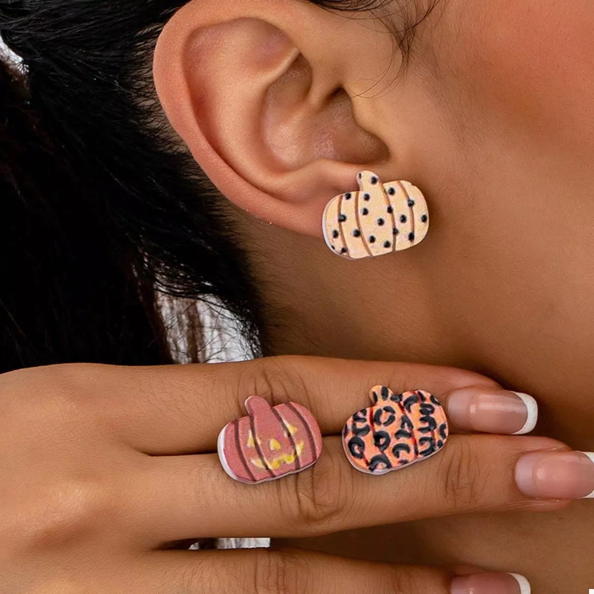 3 Piece Halloween Pumpkin Stud Earrings - Lilixa.store