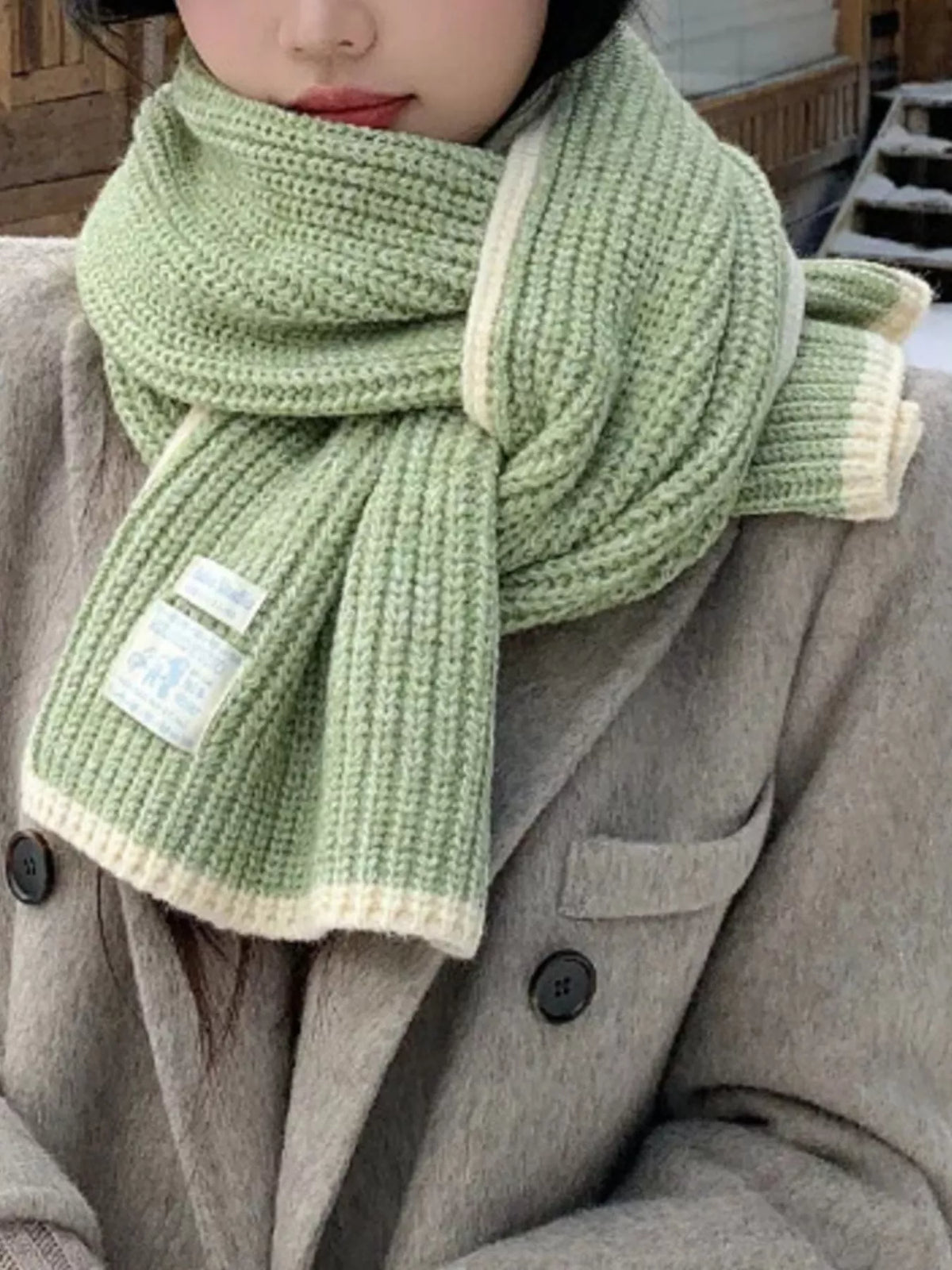 Contrast Trim Knitted Winter Scarf - Lilixa.store