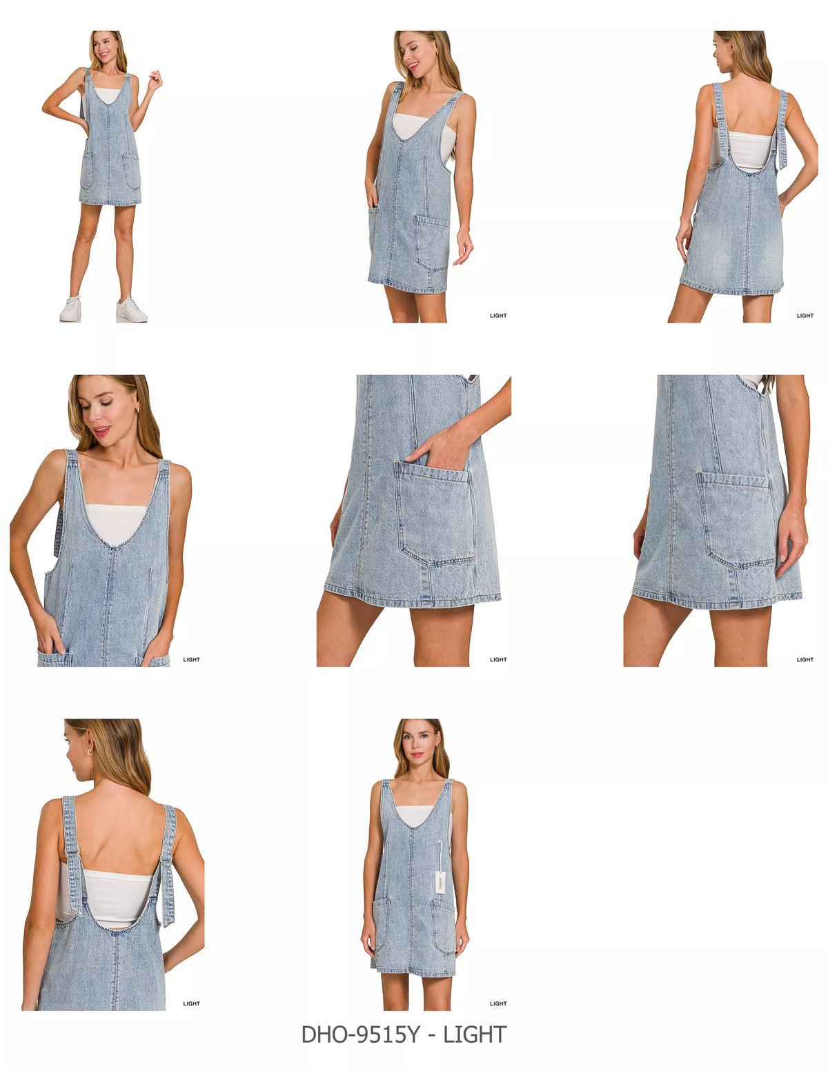Zenana Denim Overall Dress with Front Pockets, view 11
