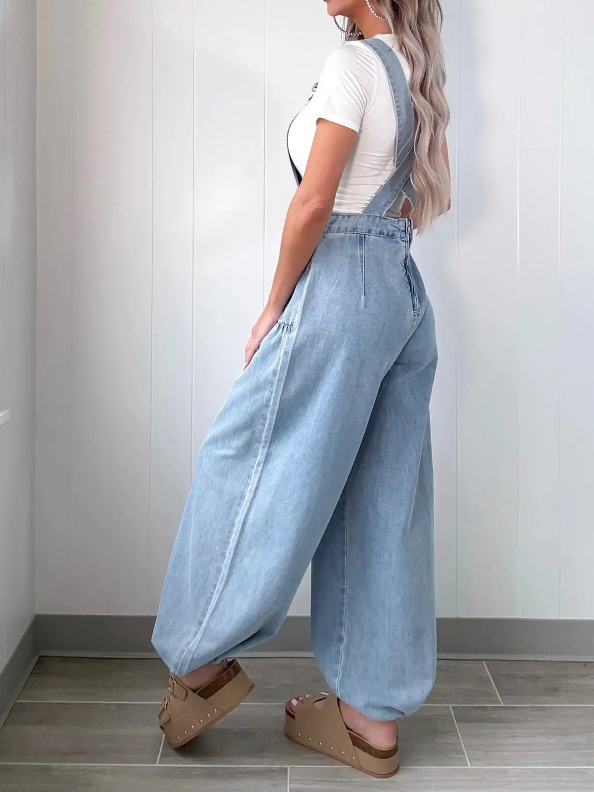 Wide Leg Denim Overalls - Lilixa.store