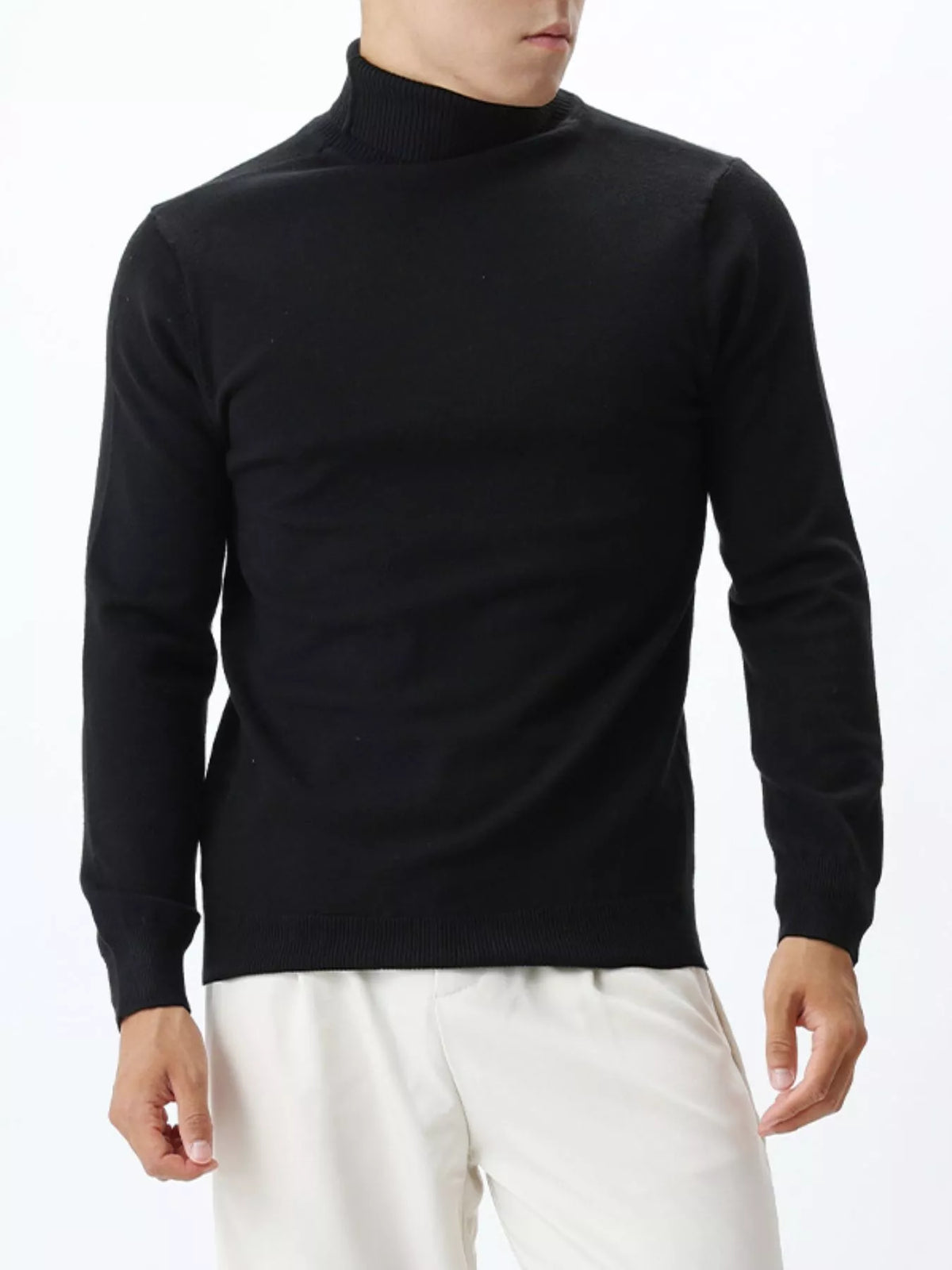 Men's Plus Size Slim-Fit Ribbed Turtleneck Sweater