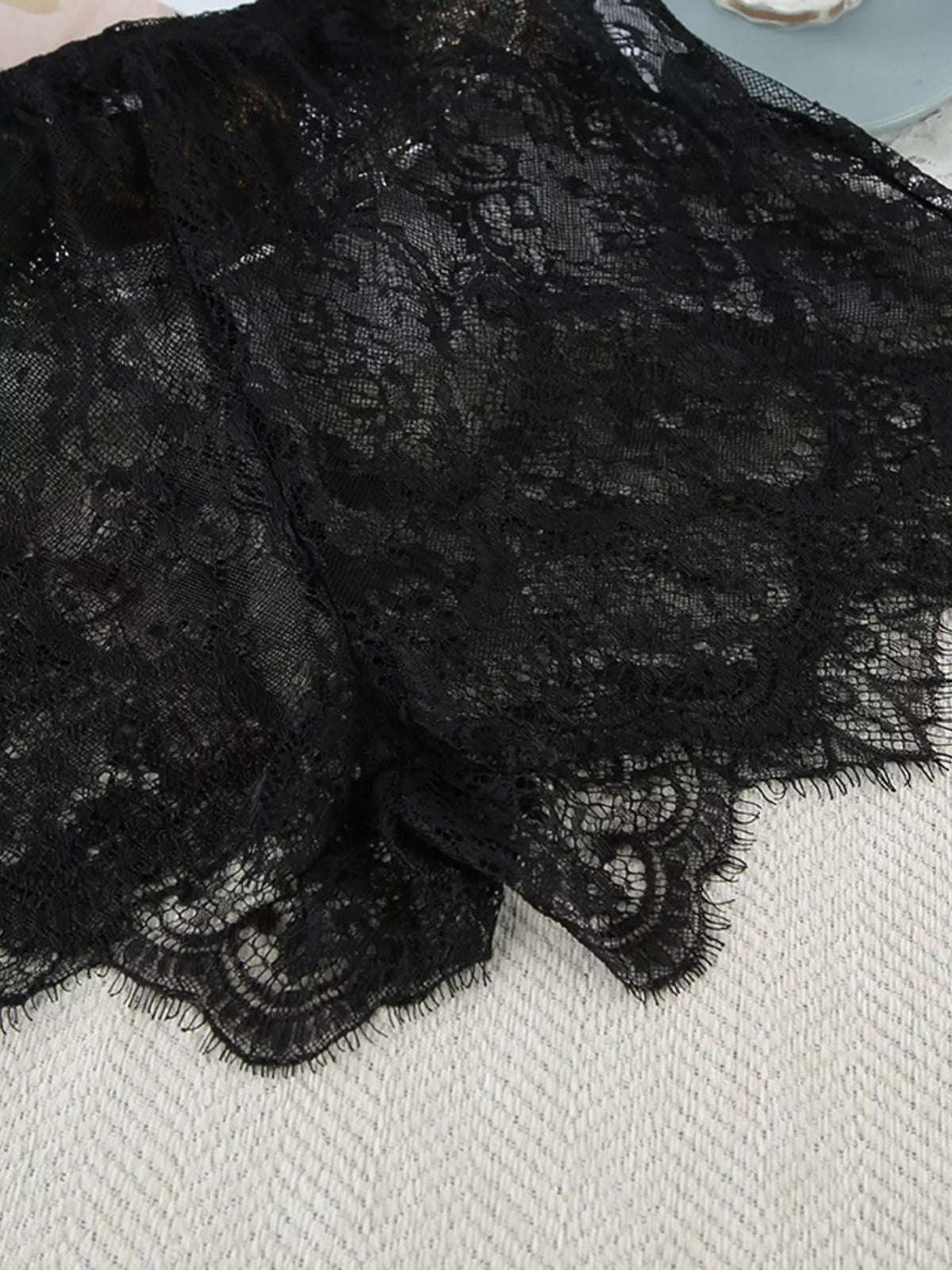 Lace Tube Top & Cardigan and Shorts Three-Piece Lounge Set - Lilixa.store