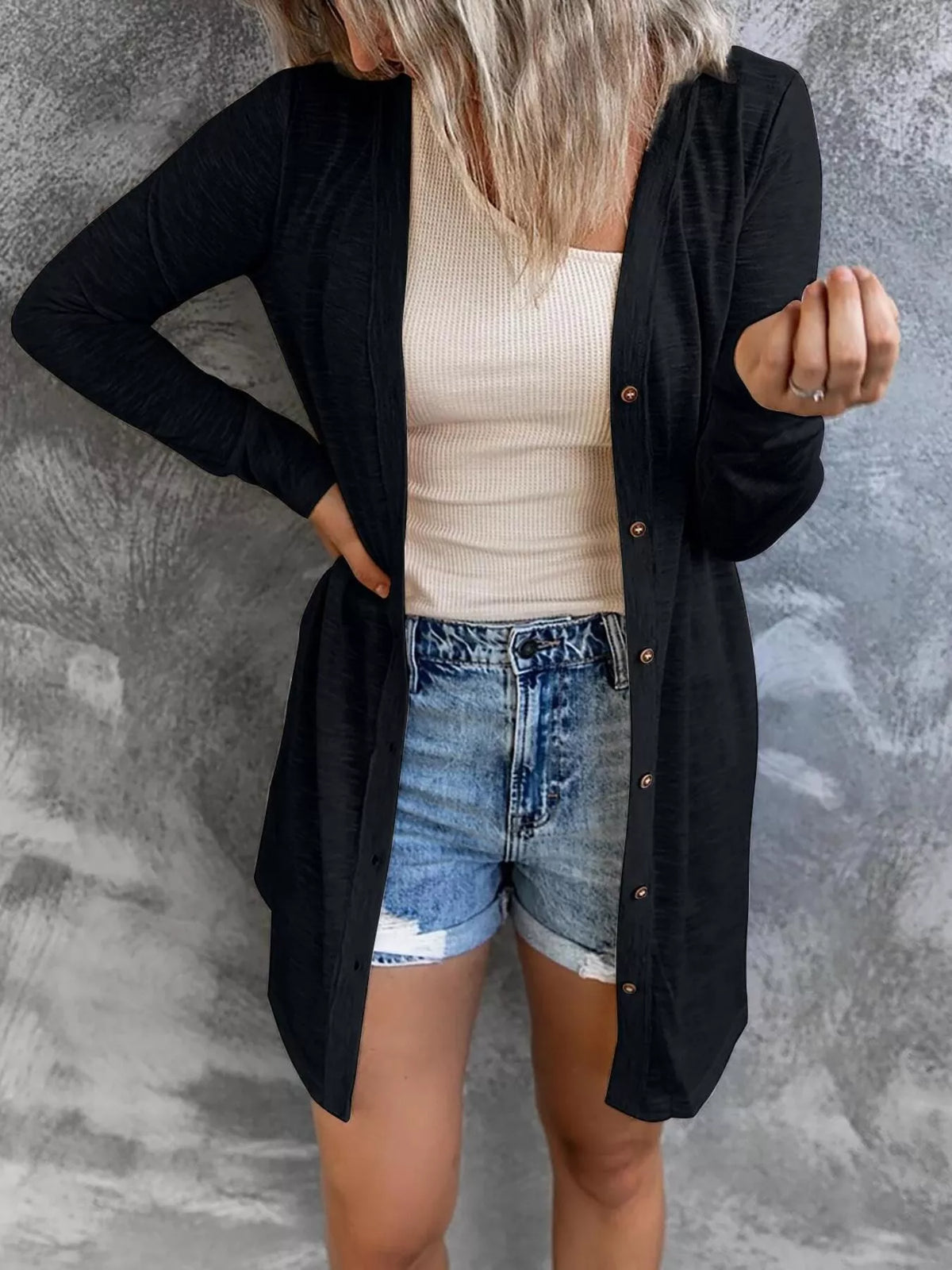 Full Size Lightweight Button-Up Cardigan Plus Size - Lilixa.store
