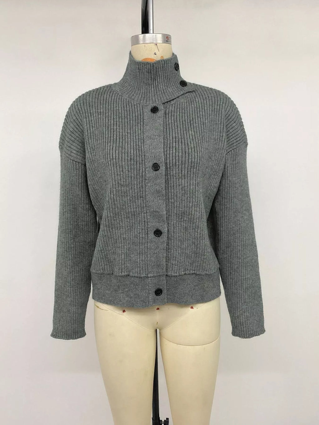 Turtleneck Button-Down Cardigan - Lilixa.store