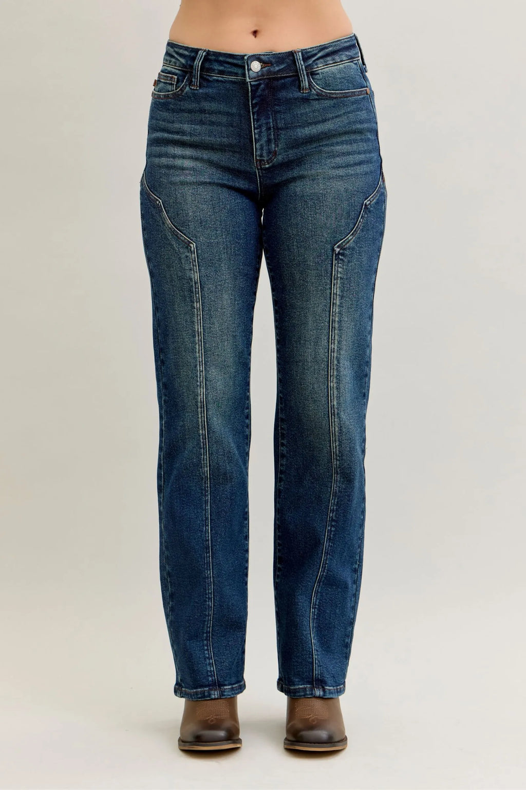 Judy Blue Full Size Seam Detail Straight Leg Jeans Plus Size - Lilixa.store