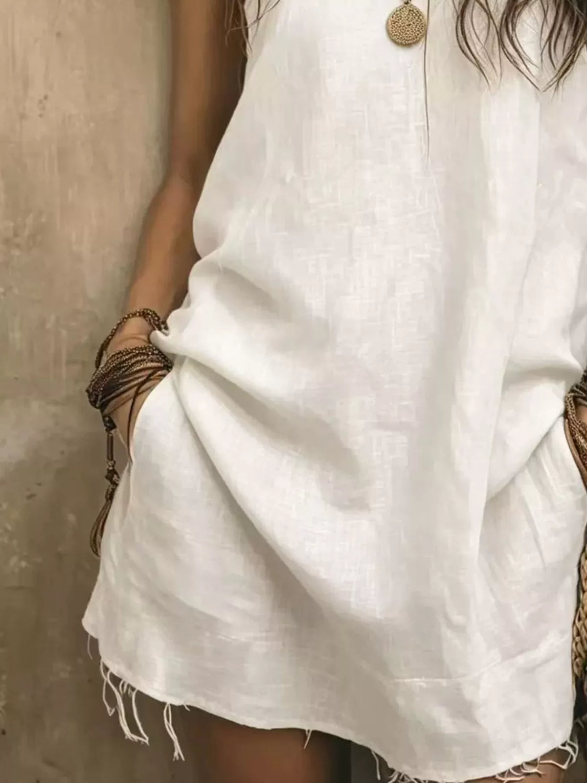 One-Shoulder Mini Dress with Frayed Hem - Lilixa.store