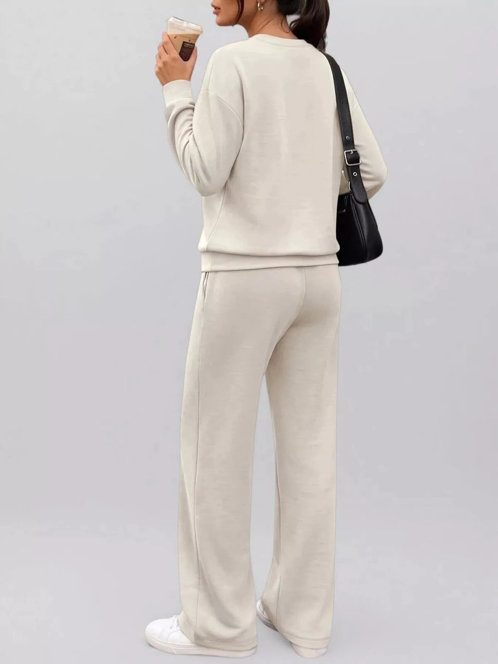 Button Detail Dropped Shoulder Top and Pants Set - Lilixa.store