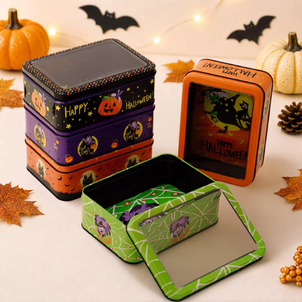 Halloween Decorative Metal Storage Box with Window Display - Lilixa.store