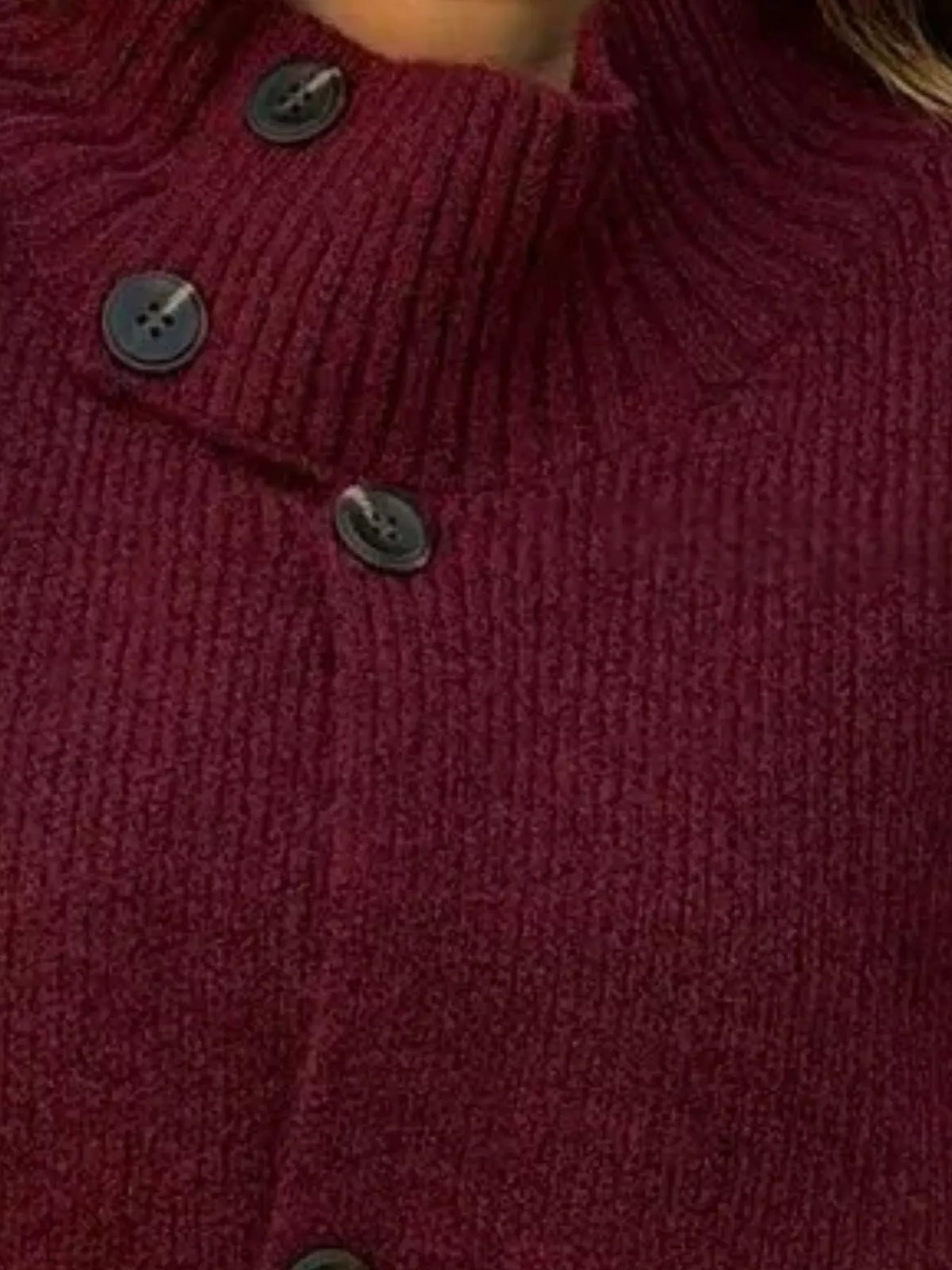 Full Size Button-Up Mock Neck Cardigan Plus Size - Lilixa.store