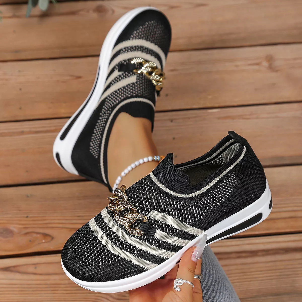 Round Toe Mesh Slip-Ons, view 13