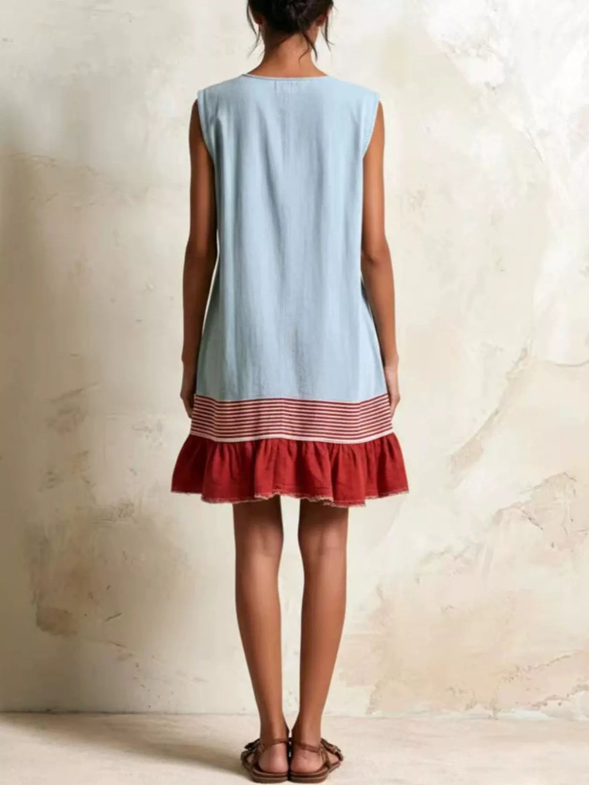 Full Size Ruffled Hem Sleeveless Mini Dress Plus Size - Lilixa.store