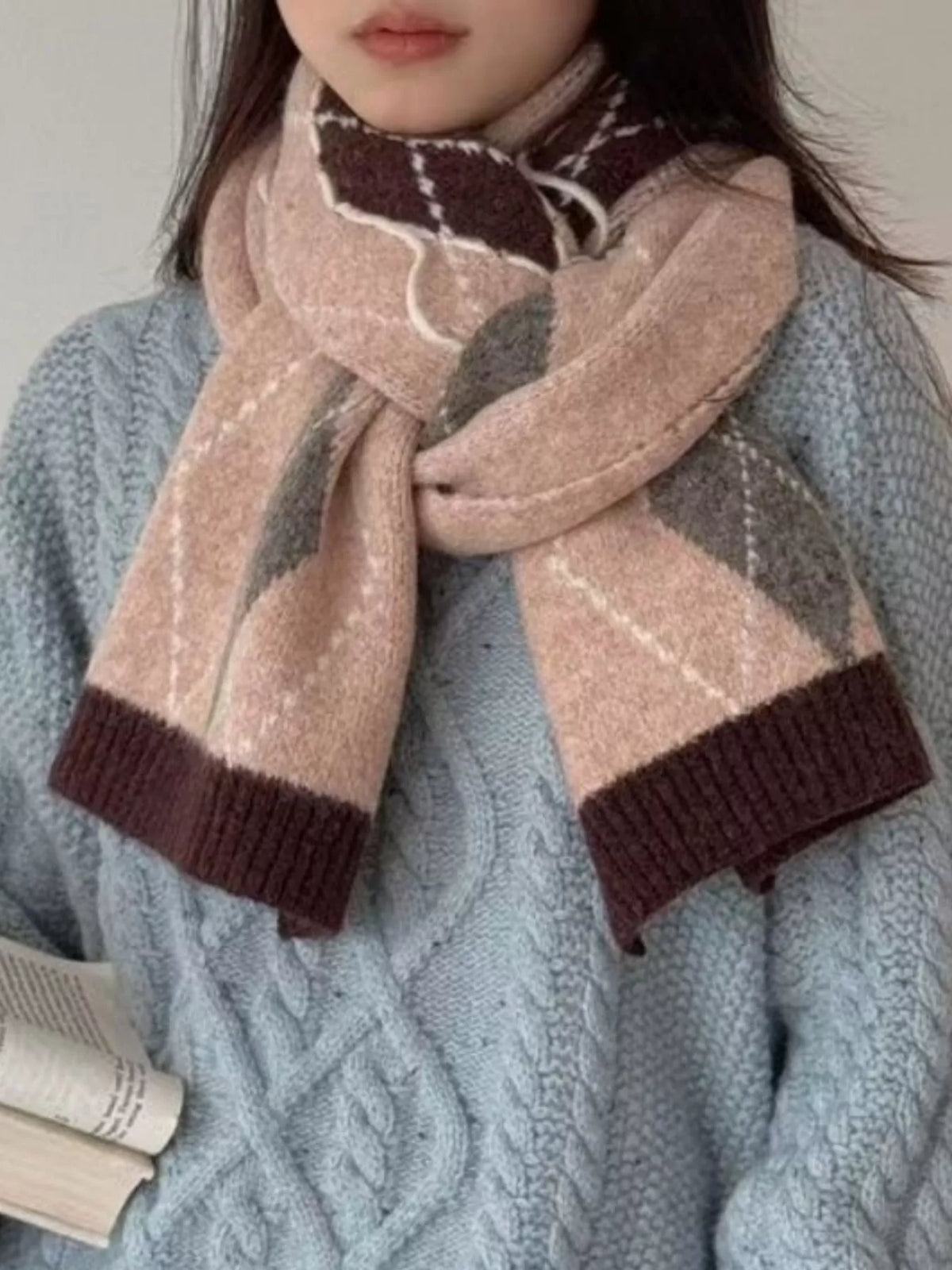 Classic Argyle Knitted Winter Scarf - Lilixa.store