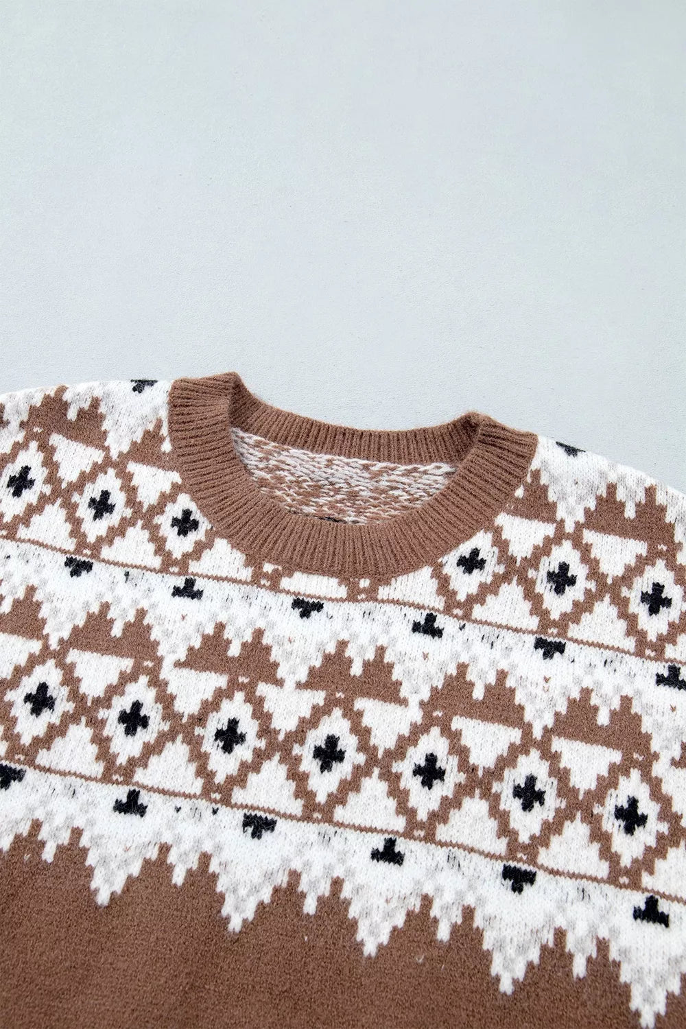 Geometric Print Drop Shoulder Casual Pullover Sweater
