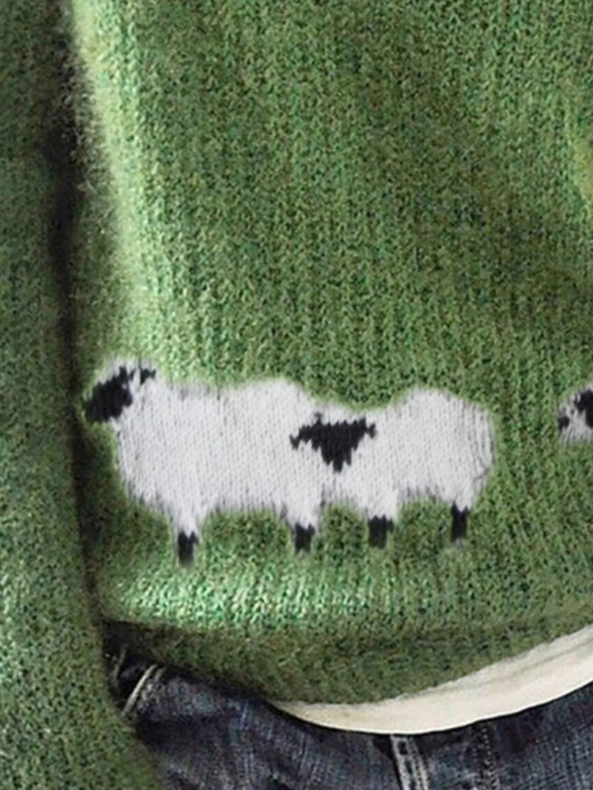 Full Size Sheep Pattern Round Neck Sweater Plus Size - Lilixa.store