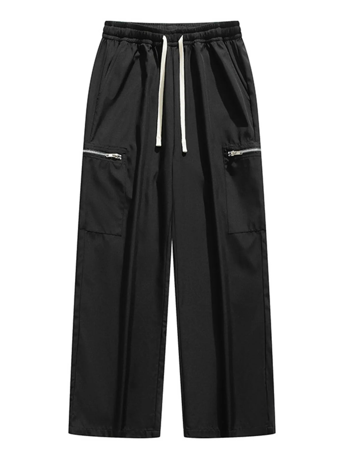Men's Plus Size Pocketed Wide Leg Pants in Black