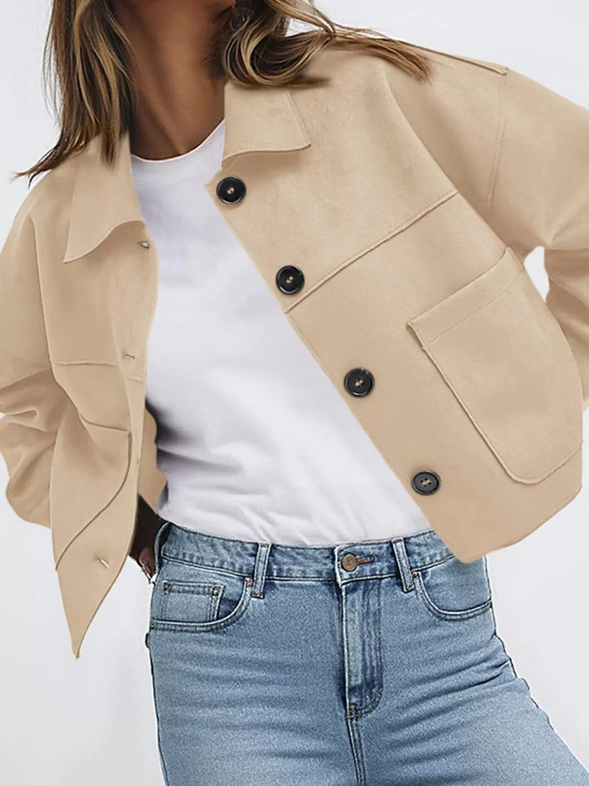 Button-Down Cropped Jacket