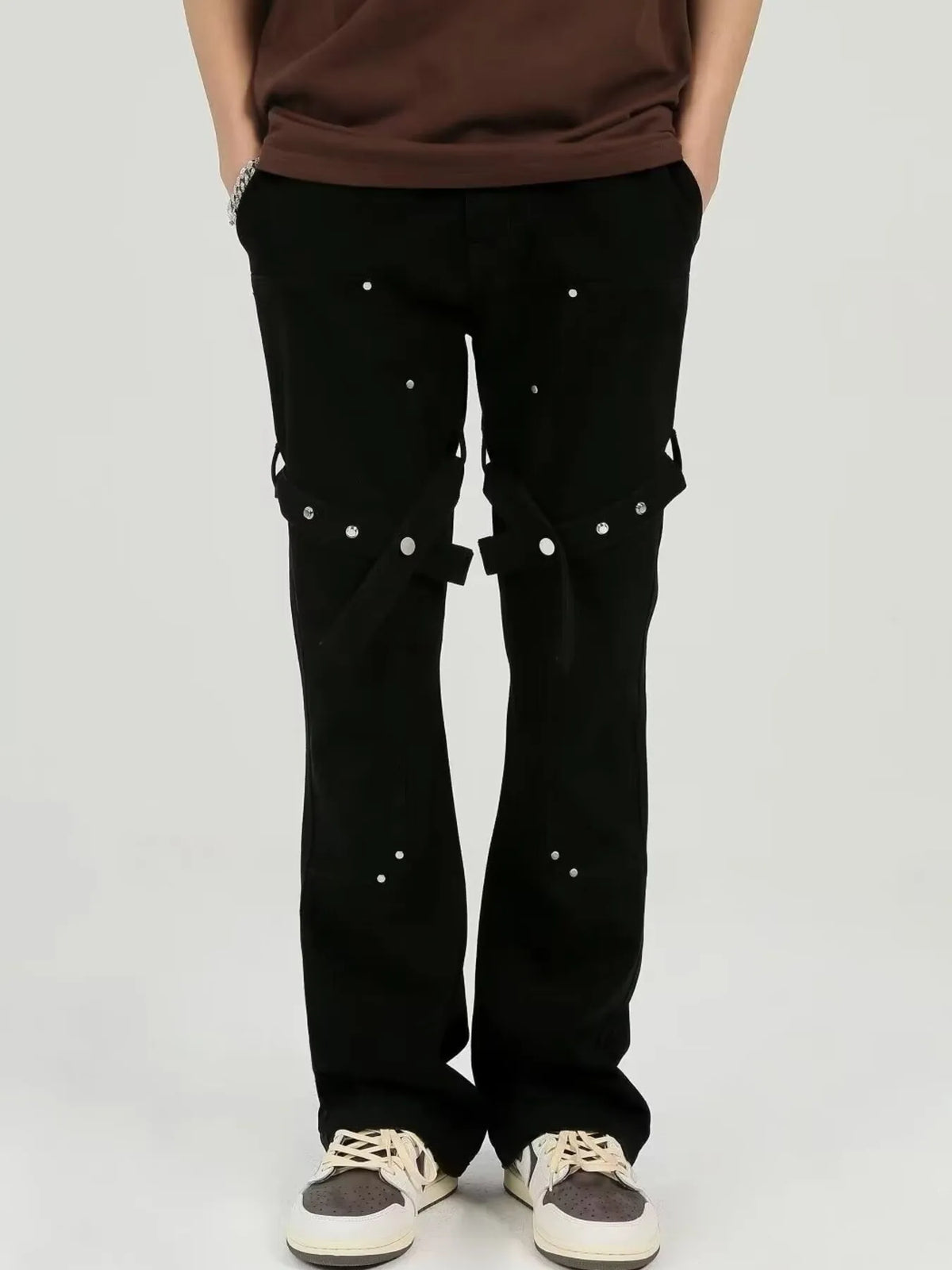 Men's Plus Size Stud Embellishments Bootcut Pants - Lilixa.store