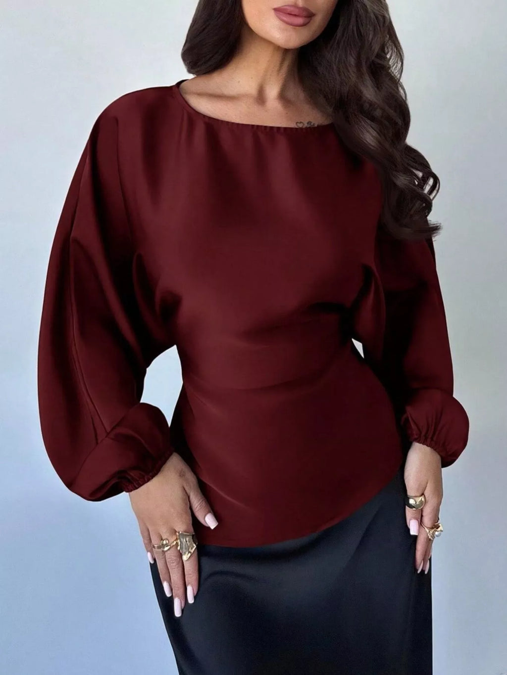 Polka Dot Round Neck Blouse - Lilixa.store