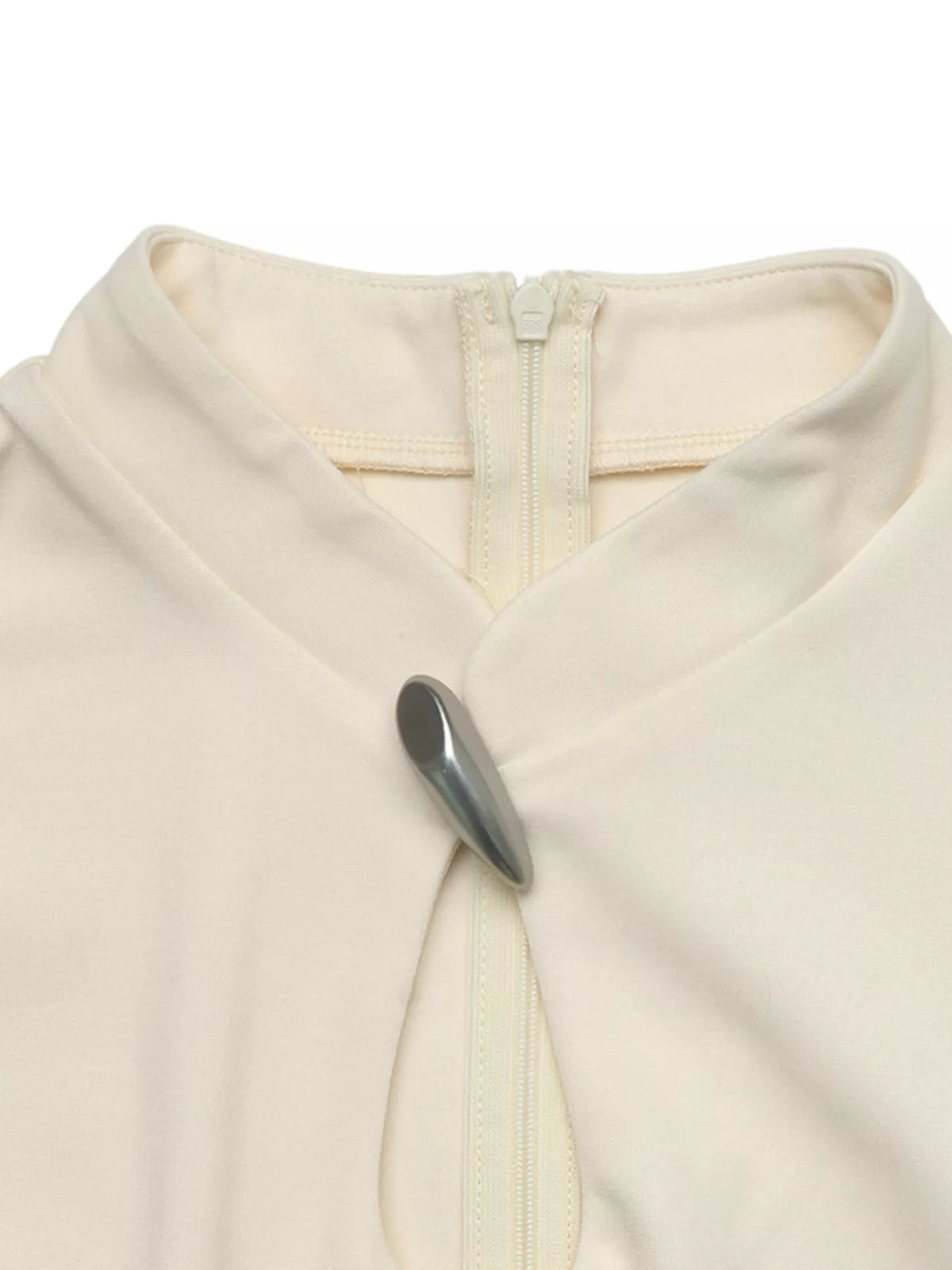 Keyhole Neckline Long Sleeve A-Line Mini Dress in Apricot, view 10