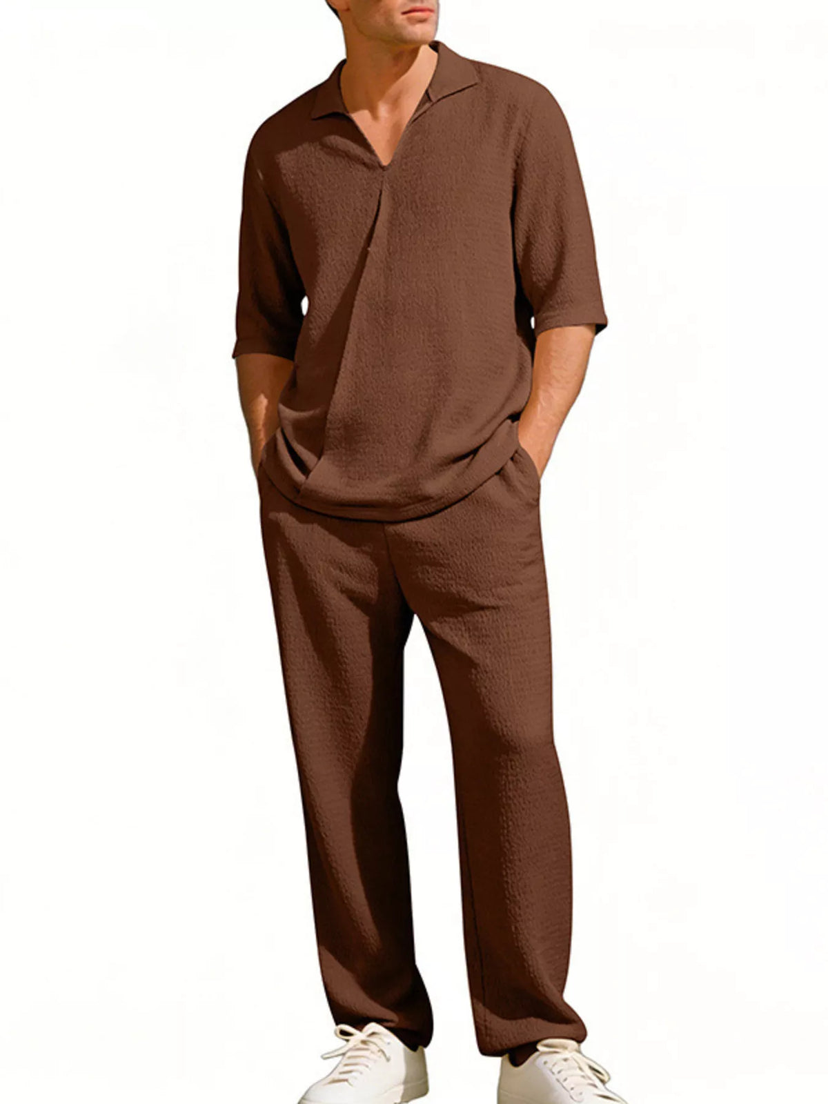 Men's Full Size Half Sleeve Top and Pants Set Plus Size - Lilixa.store