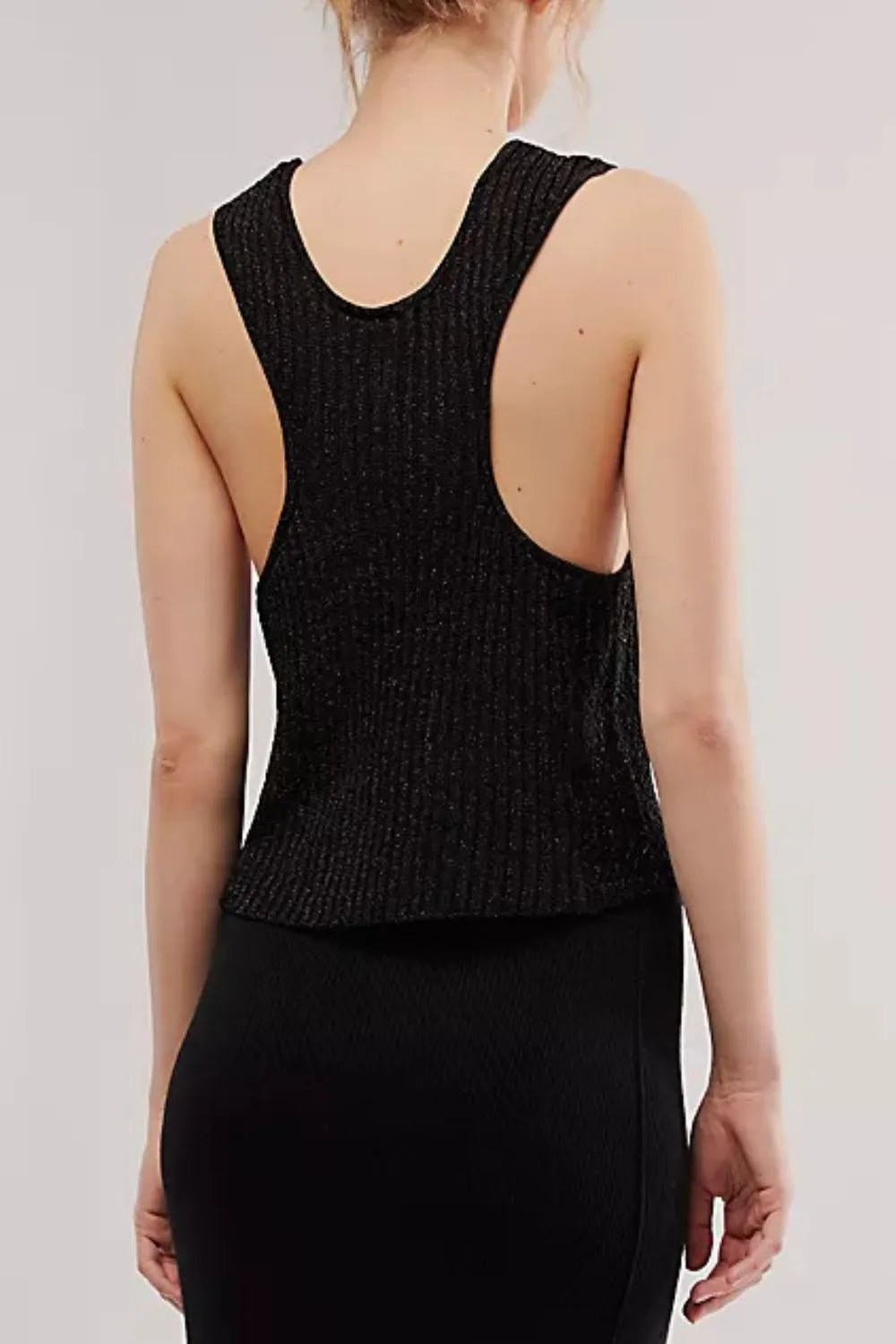 Button Down V-Neck Sweater Vest in Black, view 2