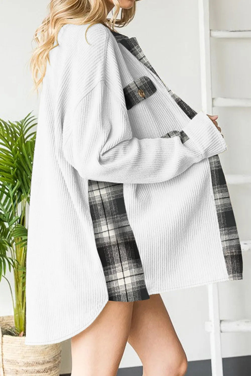 Plaid Button Down Collared Jacket, view 15
