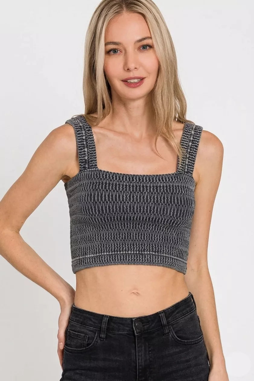 Zenana Seamless Winkle Stone Washed Bra Top - Lilixa.store