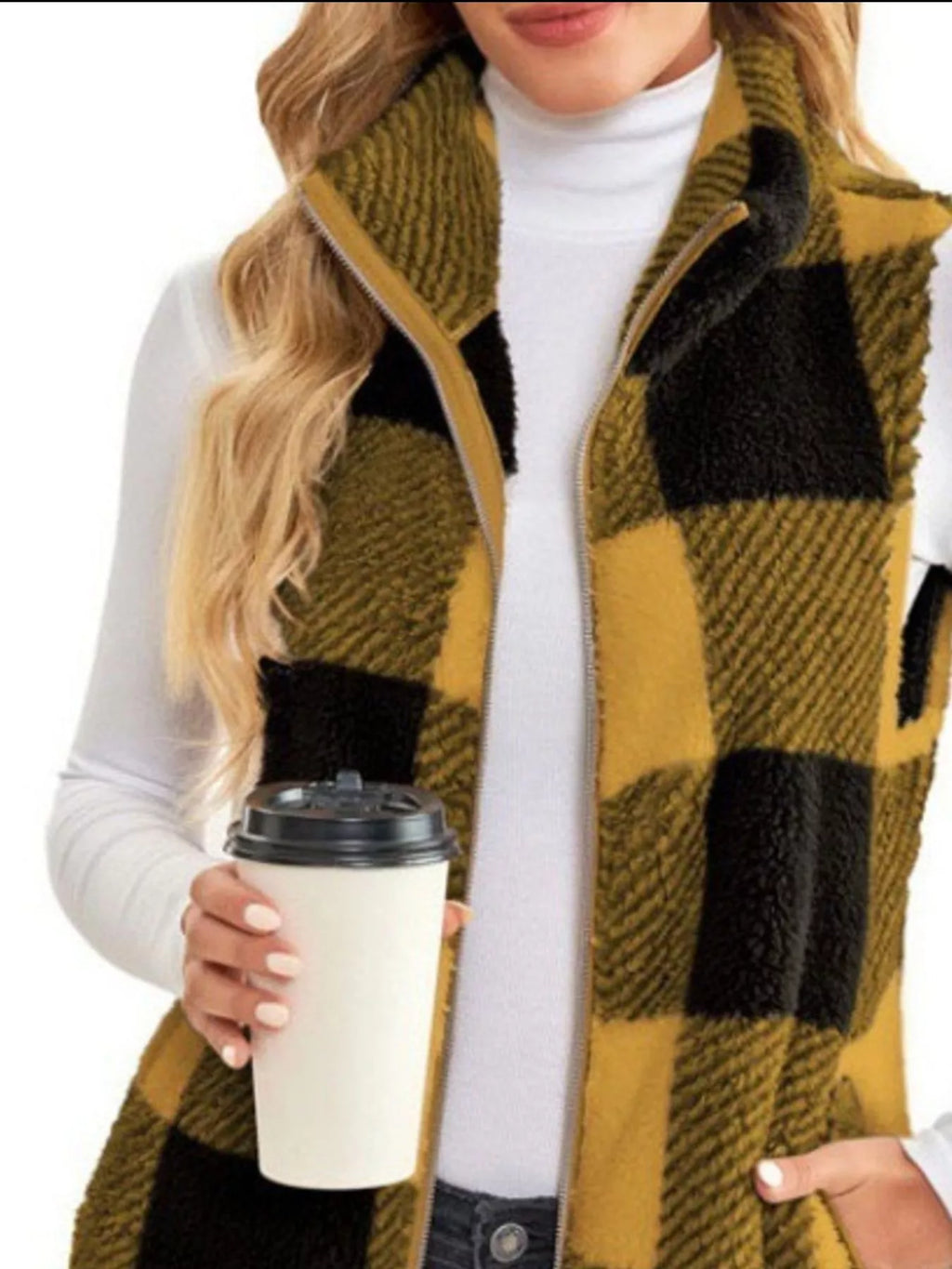 Full Size Color Block Zip Up Vest Coat Plus Size - Lilixa.store