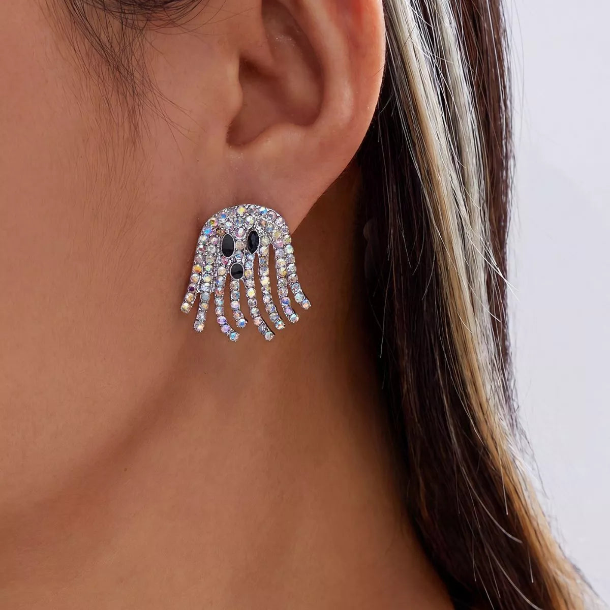 Halloween Rhinestone Ghost Shape Earrings
