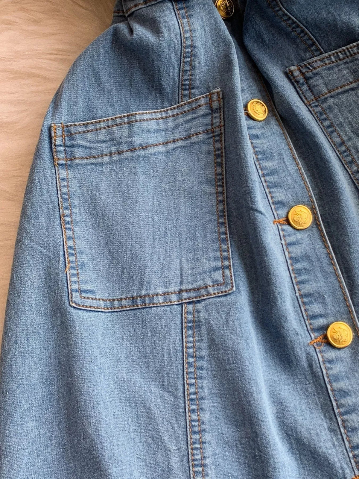 Button Front Short Sleeve Denim Dress - Lilixa.store