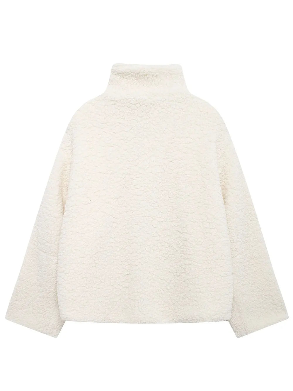 Zip Up Turtleneck Long Sleeve Plush Jacket, view 9