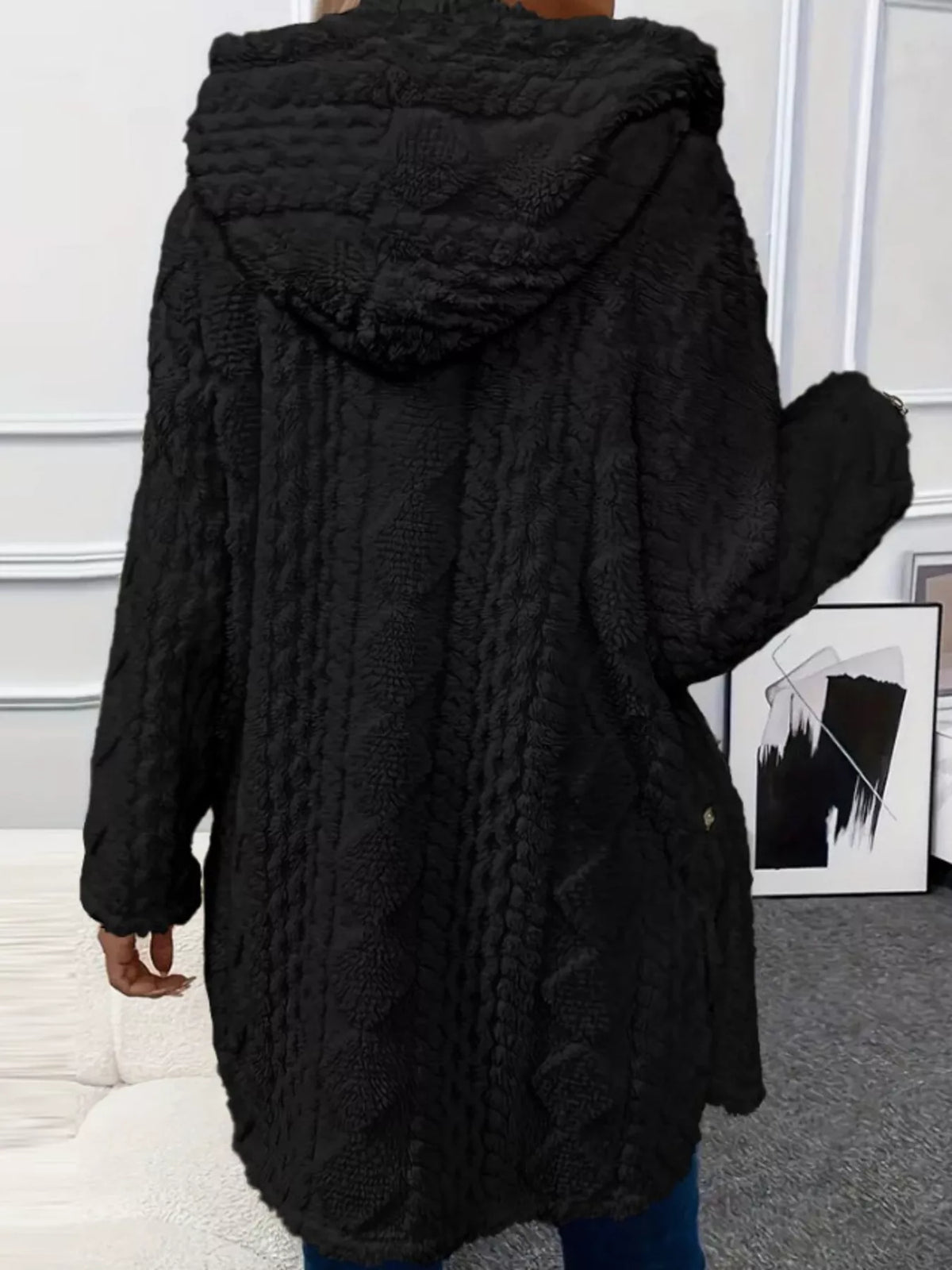 Full Size Button-Down Hooded Outerwear Plus Size, view 7