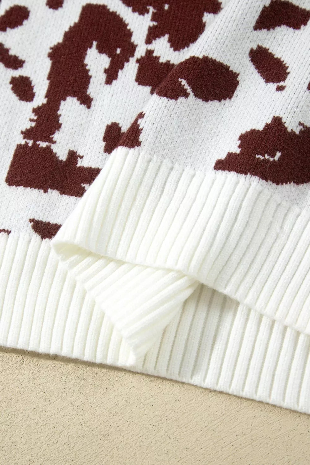 Western Print Cow Pattern Long Sleeve Round Neck Pullover Knitwear Sweater