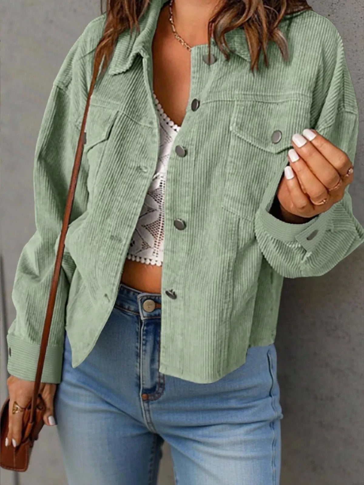 Corduroy Button-Down Shacket - Lilixa.store