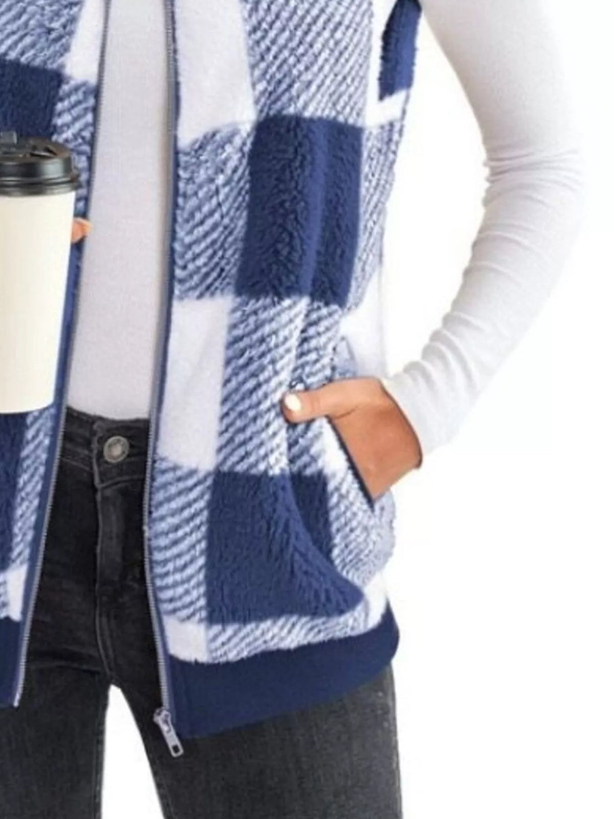 Full Size Color Block Zip Up Vest Coat Plus Size - Lilixa.store