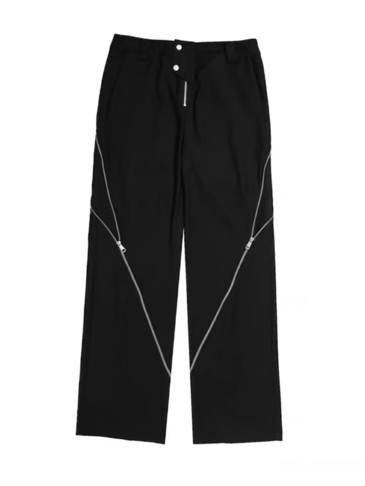 Men's Plus Size Zipper Embellished Wide Leg Pants in Black, view 2