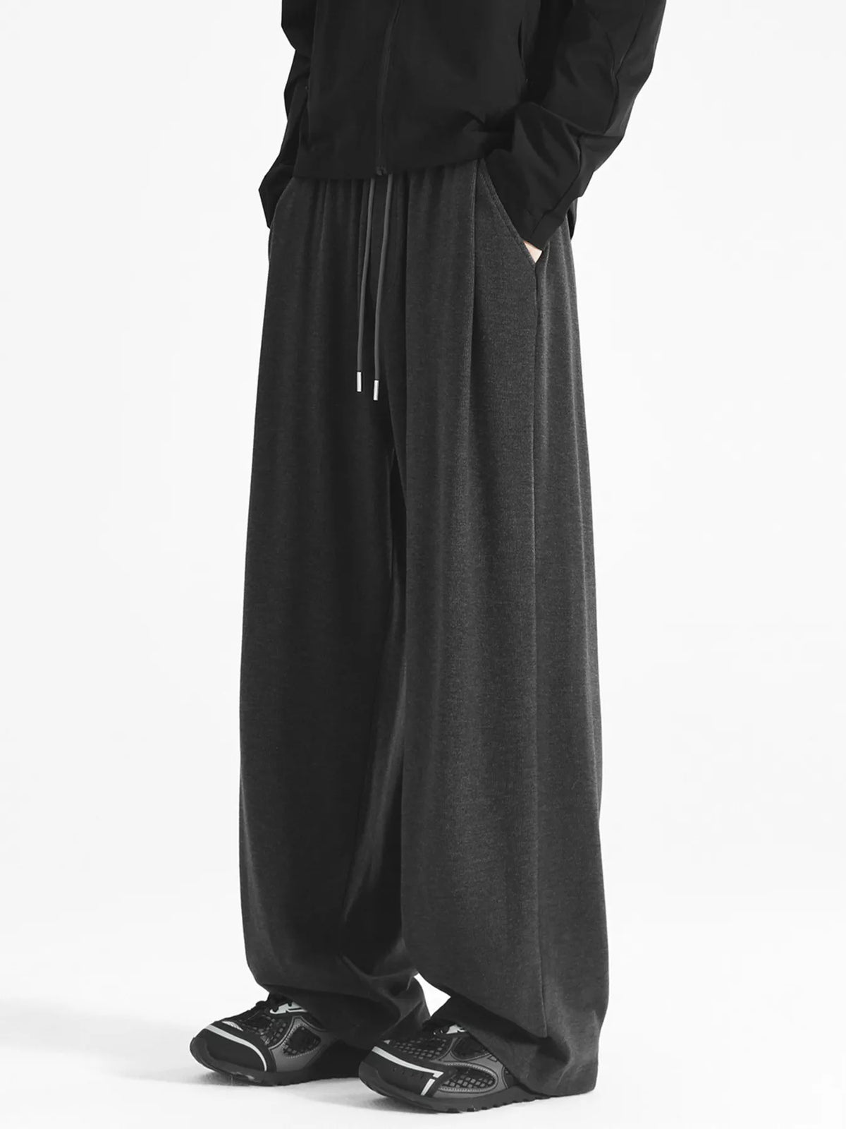 Men's Plus Size Relaxed Fit Drawstring Pants in Dark Gray