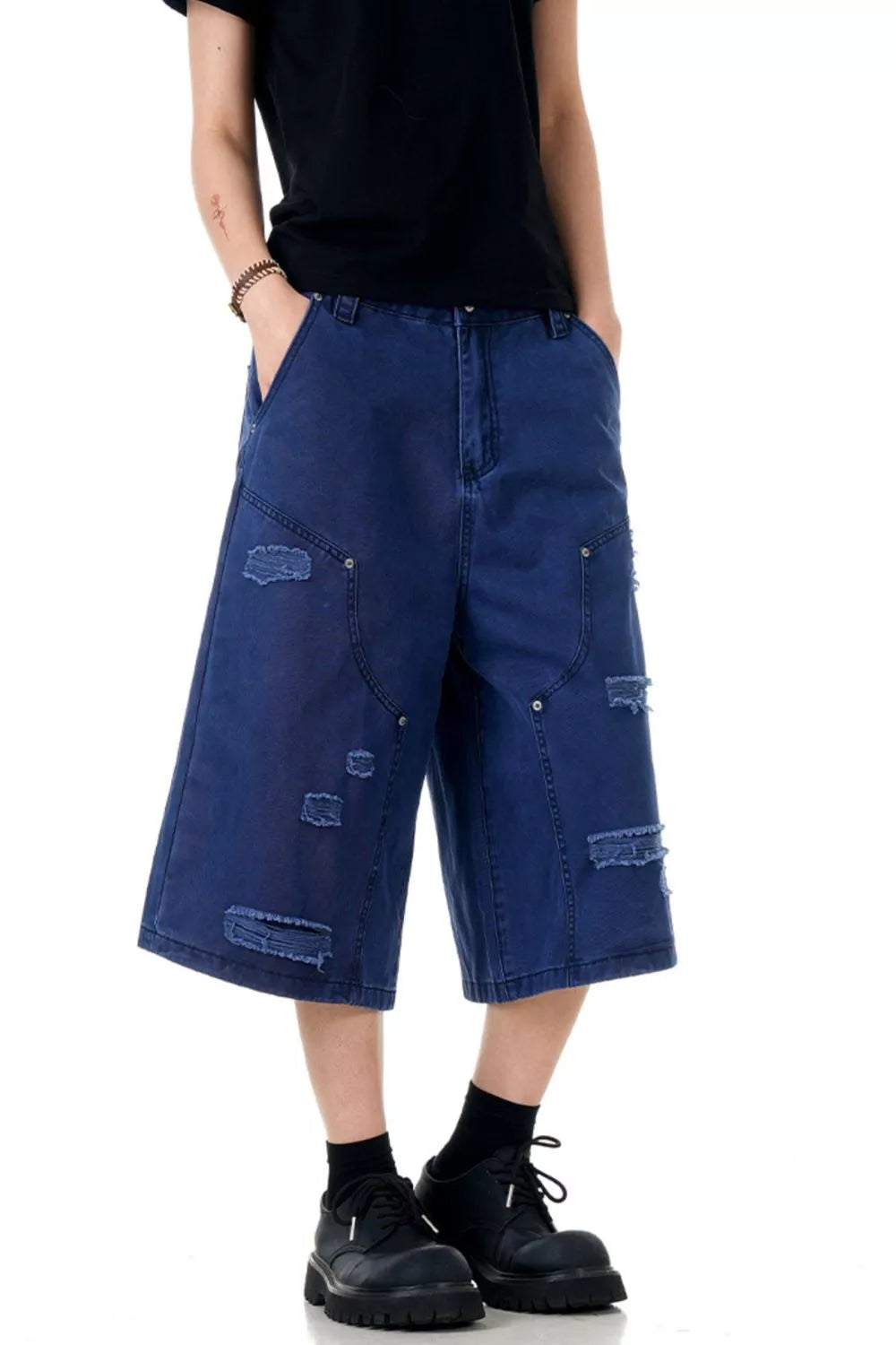 Men's Distressed Wide Leg Shorts