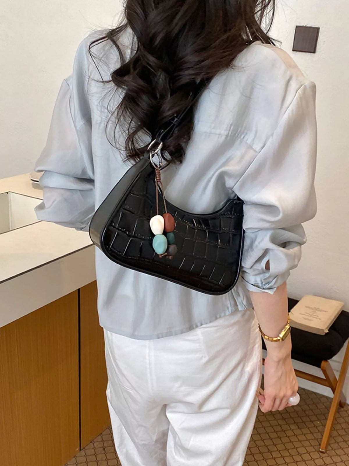 Textured PU Leather Shoulder Bag - Lilixa.store
