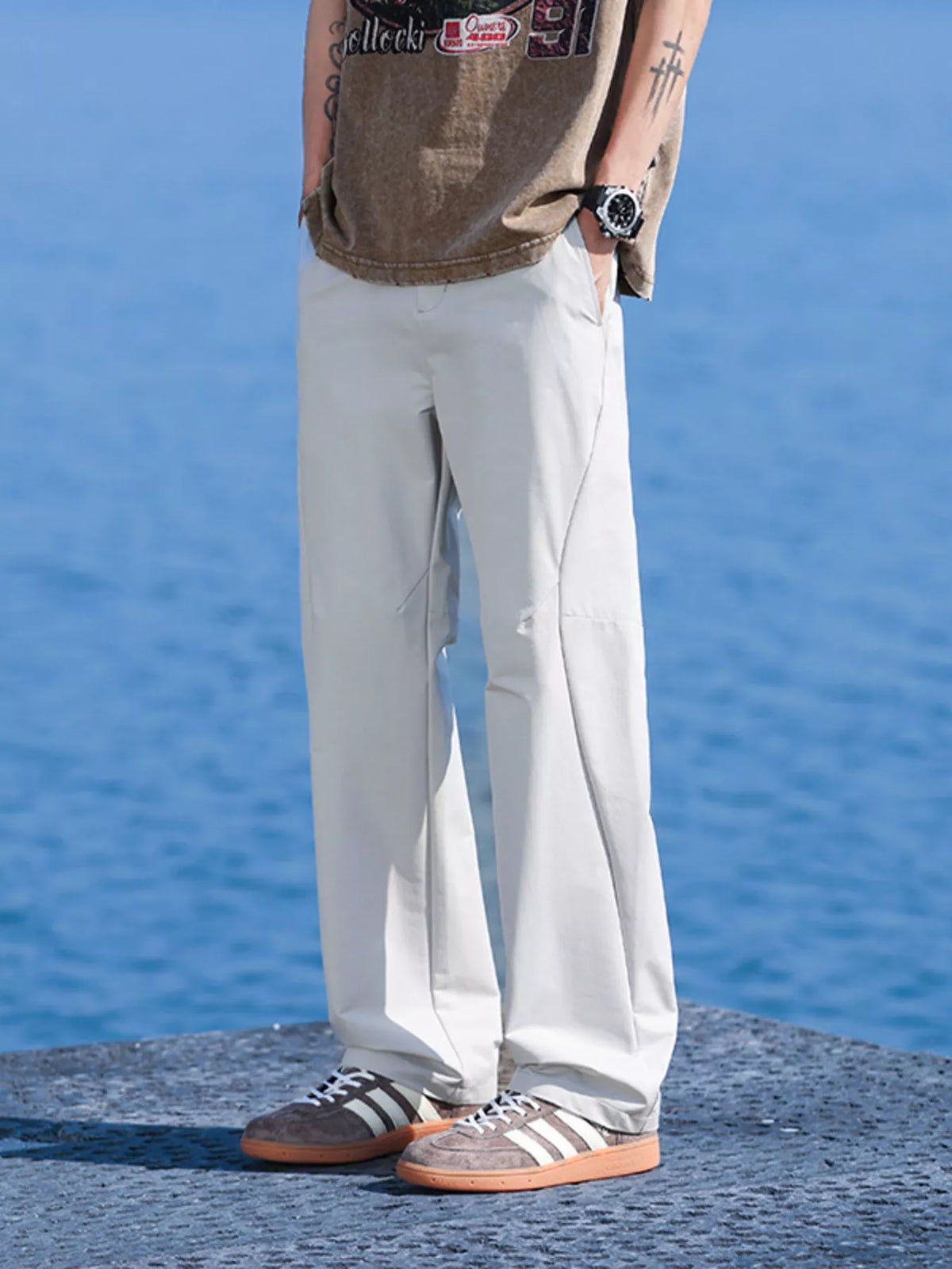 Men's Casual Loose-Fit Pants in White