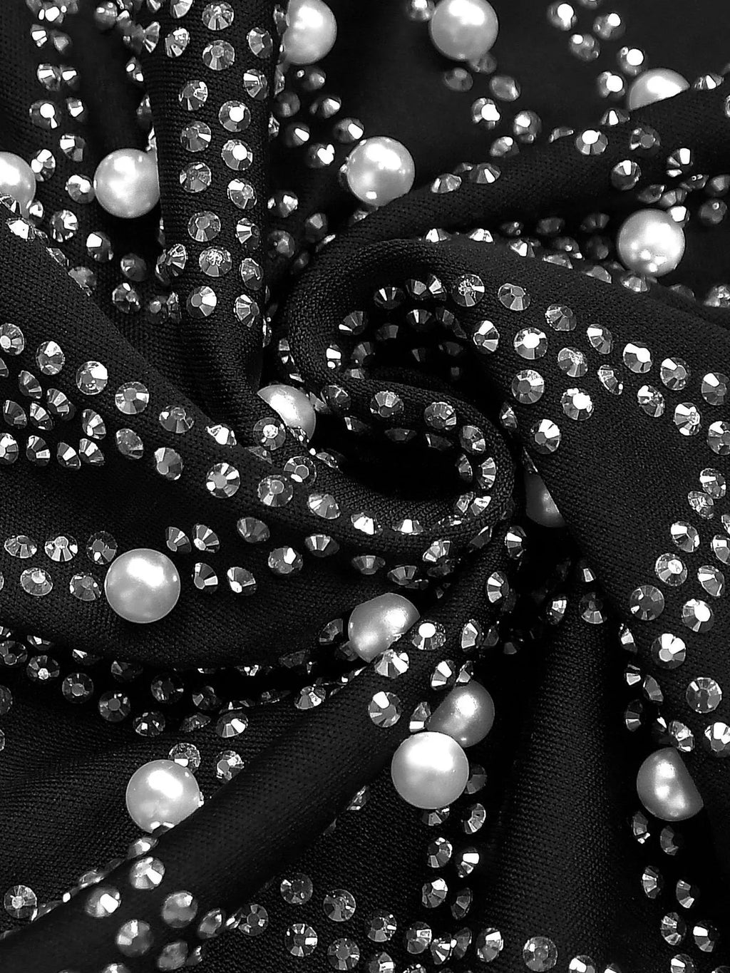 Rhinestone Pearl Detail One-Shoulder Mermaid Maxi Dress - Lilixa.store