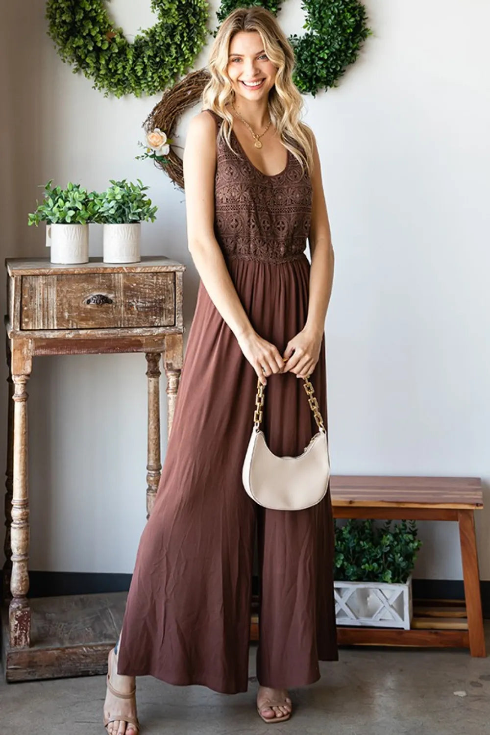 First Love Tie Back Sleeveless Slit Wide Leg Jumpsuit - Lilixa.store