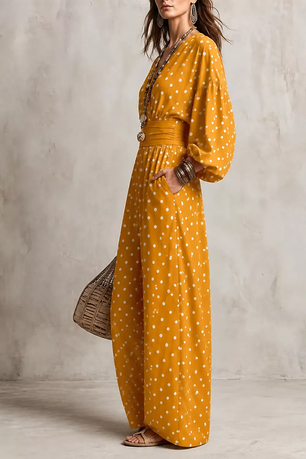Polka Dot Wide-Leg Jumpsuit