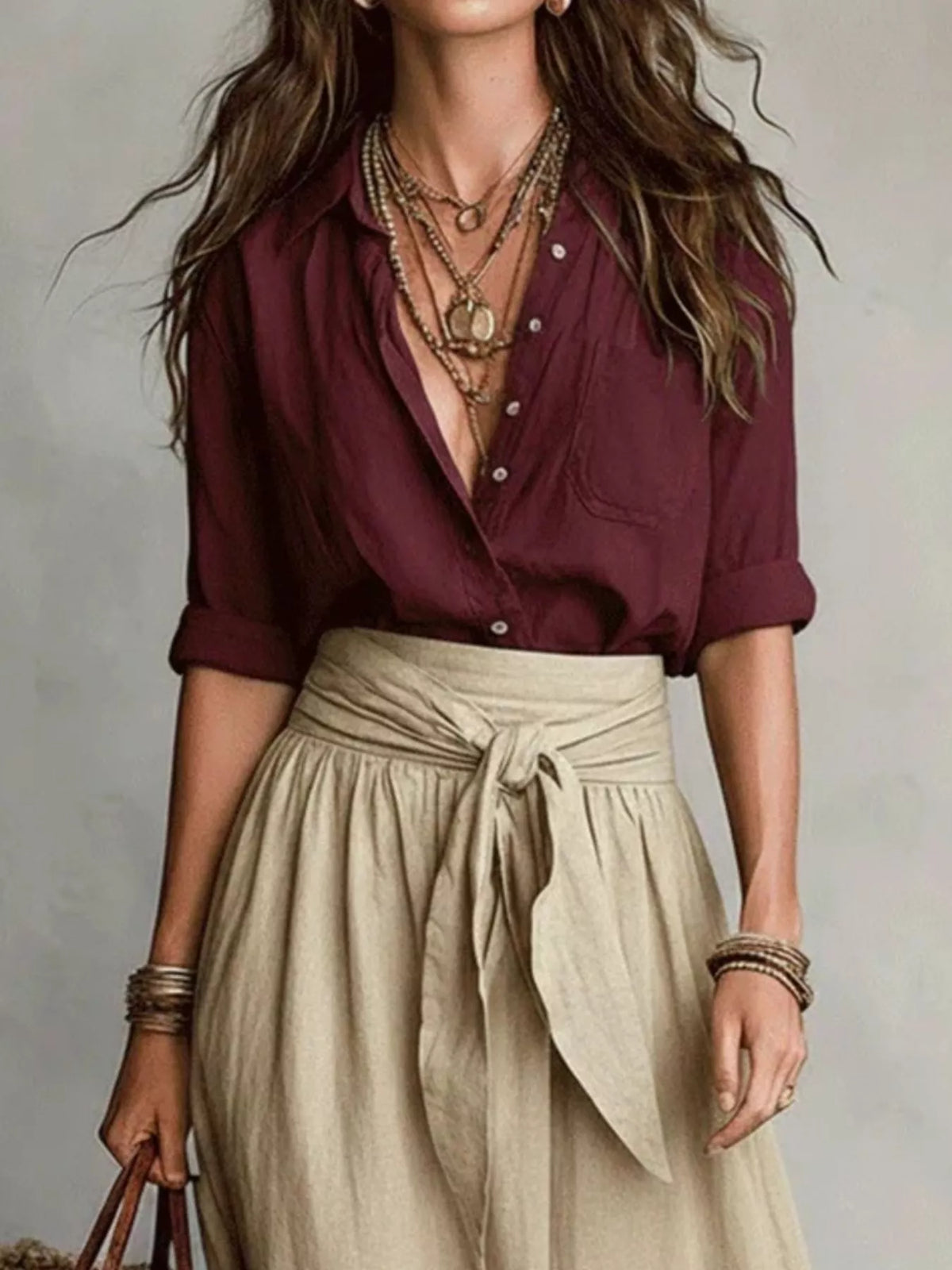 Full Size Button-Down Shirt and Skirt Set Plus Size - Lilixa.store